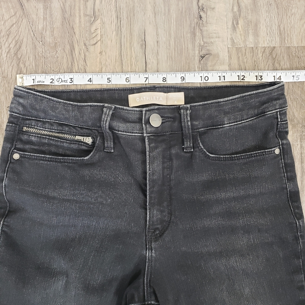 Athleta Sculptex Women's 6 Black Denim Stretch Mid Rise Ankle Jeans Zippers - Picture 9 of 11